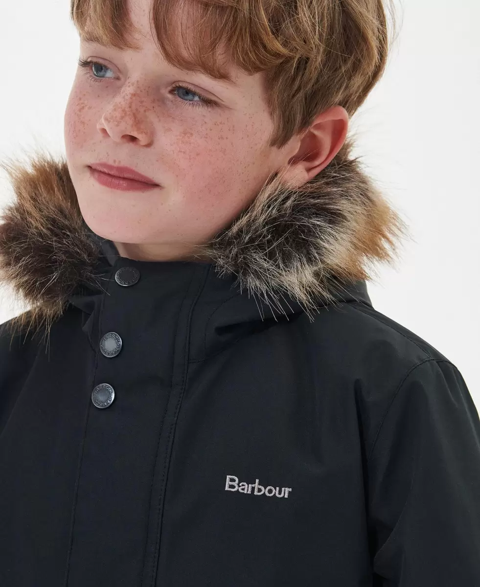 Jackets Kids Barbour Boys' Ripley Showerproof Parka Jacket Convenient Black - 4