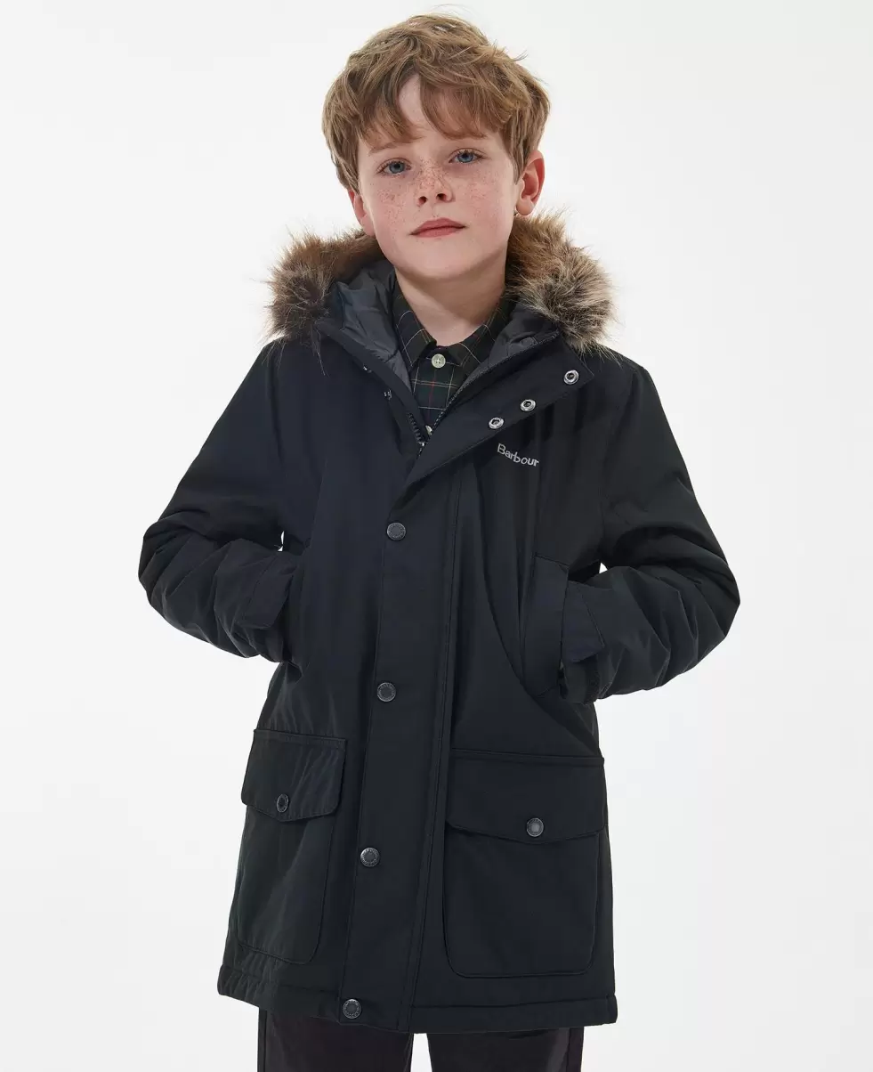 Jackets Kids Barbour Boys' Ripley Showerproof Parka Jacket Convenient Black