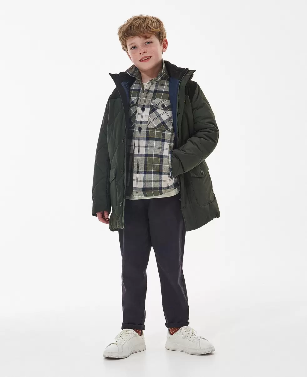 Jackets Simple Kids Barbour Boys' Elmwood Quilted Jacket Green - 2