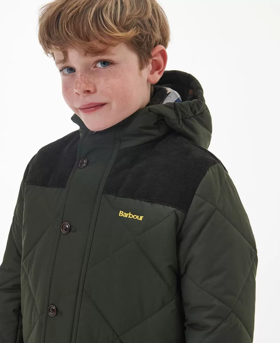 Jackets Simple Kids Barbour Boys' Elmwood Quilted Jacket Green - 4