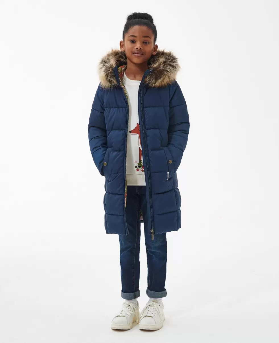 Quilted Jackets Lowest Price Guarantee Kids Barbour Girls' Rosoman Quilted Jacket Navy - 2