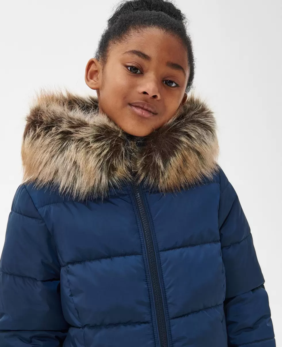 Quilted Jackets Lowest Price Guarantee Kids Barbour Girls' Rosoman Quilted Jacket Navy - 4