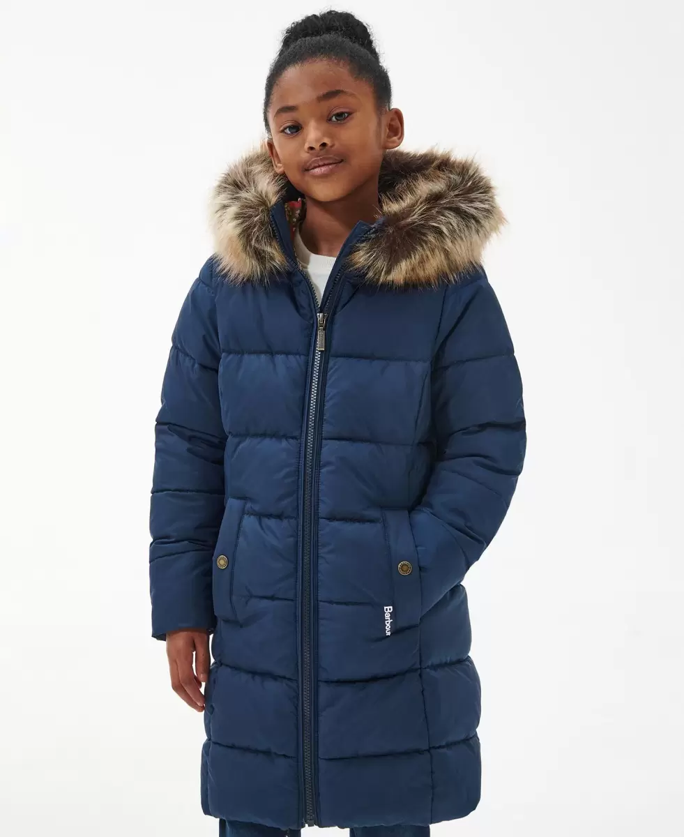 Quilted Jackets Lowest Price Guarantee Kids Barbour Girls' Rosoman Quilted Jacket Navy