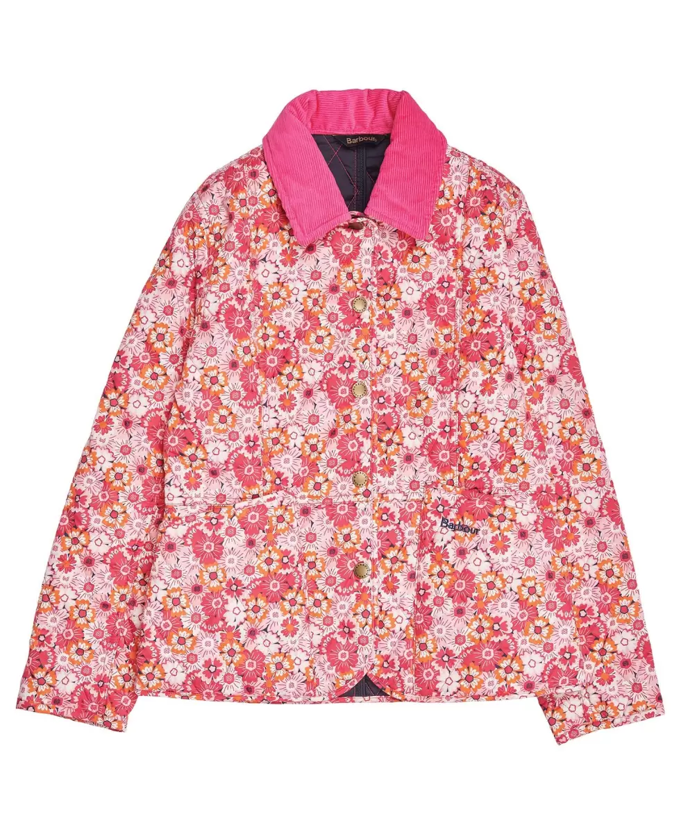 Quilted Jackets Robust Kids Barbour Girls' Patterned Liddesdale Quilted Jacket Pink - 1