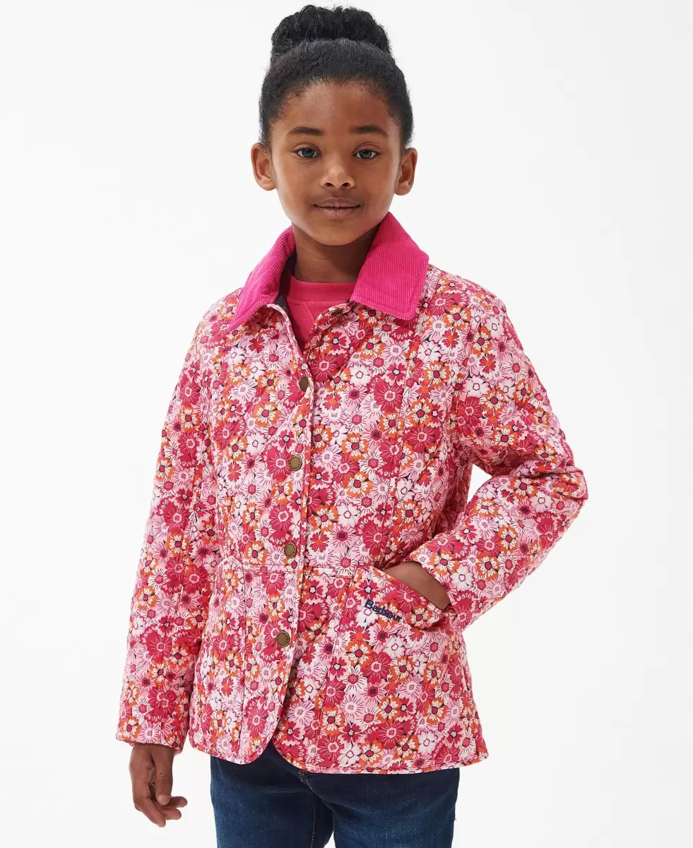 Quilted Jackets Robust Kids Barbour Girls' Patterned Liddesdale Quilted Jacket Pink
