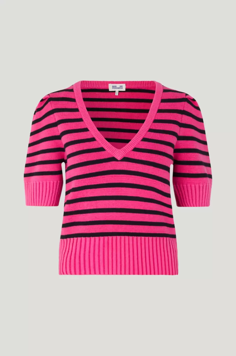 Knitwear Women Baum Und Pferdgarten Chambrie Sweater Pink Black Stripe - 2