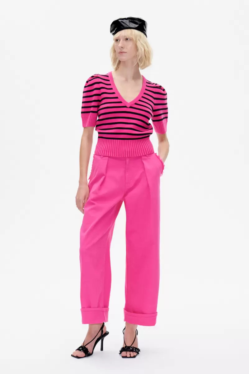 Knitwear Women Baum Und Pferdgarten Chambrie Sweater Pink Black Stripe