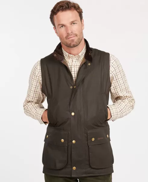 Men Waxed Jackets Olive Functional Barbour New Westmorland Wax Gilet