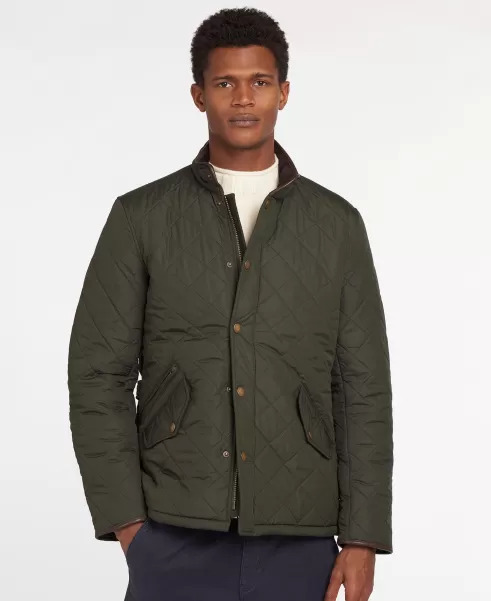 Navy Quilted Jackets Men Barbour Powell Quilted Jacket Guaranteed