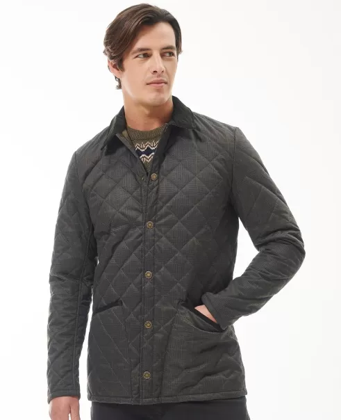 Men Barbour Heritage Liddesdale Checked Quilted Jacket Green Exceed Quilted Jackets