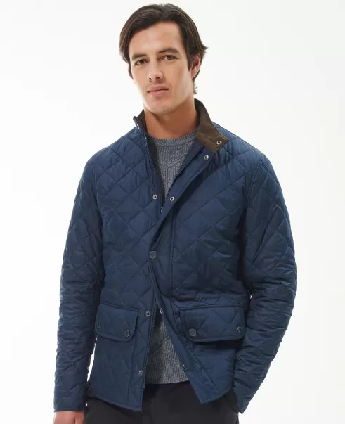 Dependable Navy Men Quilted Jackets Barbour Lowerdale Quilted Jacket