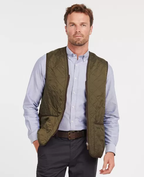 Natural Olive Barbour Polarquilt Waistcoat/Zip-In Liner Men Gilets & Liners