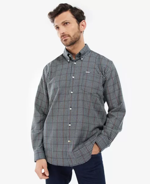 Olive Early Bird Barbour Henderson Thermo Weave Shirt Men Shirts