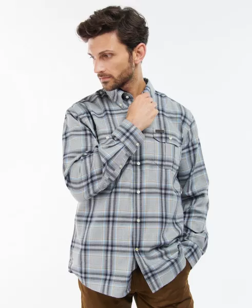 Spacious Navy Men Shirts Barbour Singsby Thermo Weave Shirt