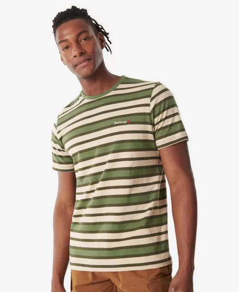 Men Flash Sale T-Shirts Burnt Olive Barbour Crundale Stripe T-Shirt