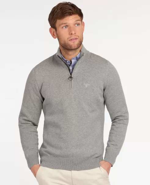 Jumpers Navy Barbour Cotton Half Zip Sweater Men Sleek