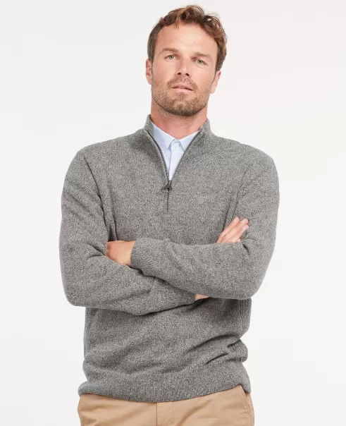 Barbour Tisbury Half Zip Sweater Grey Affordable Jumpers Men