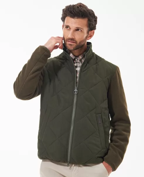 Men Clearance Barbour Hybrid Fleece Jacket Fleeces Green