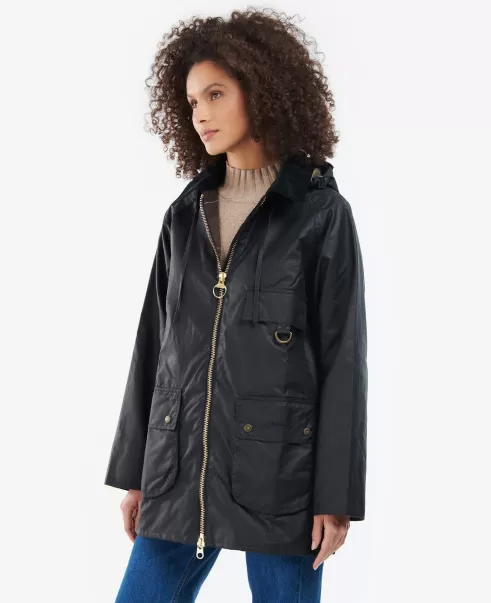Proven Navy Waxed Jackets Barbour Highclere Wax Jacket Women