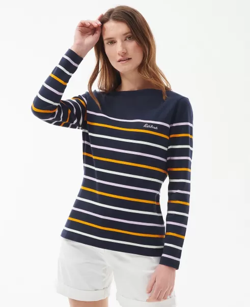 T-Shirts Barbour Hawkins Top Affordable Navy Stripe Women