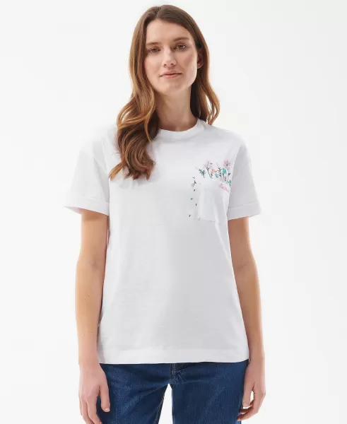 Classic White Final Clearance Barbour Evergreen T-Shirt Women T-Shirts