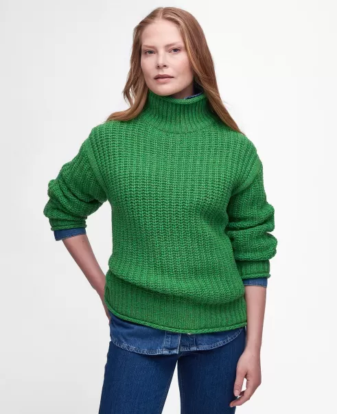 Green Jumpers Stylish Barbour Rockcliffe Knitted Jumper Women