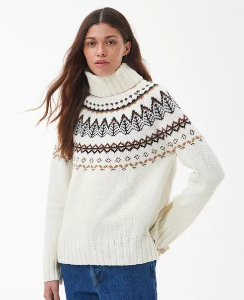 Women Jumpers White Barbour Mersea Knitted Jumper Flexible
