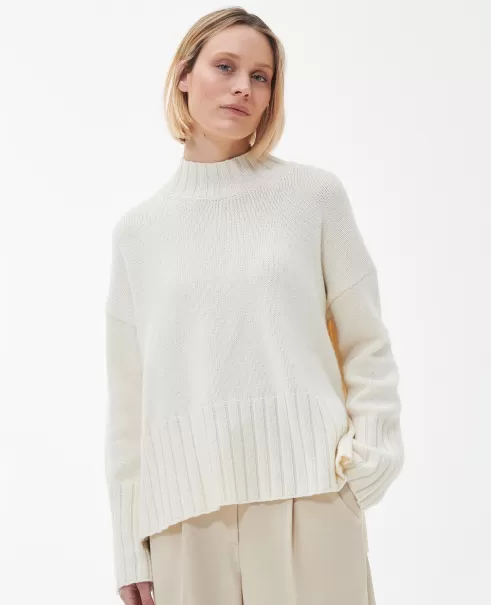 White Jumpers Barbour Winona Knitted Jumper Spacious Women