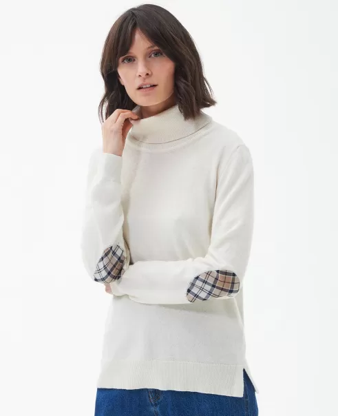 Compact Barbour Pendle Roll-Neck Sweatshirt Women White Jumpers
