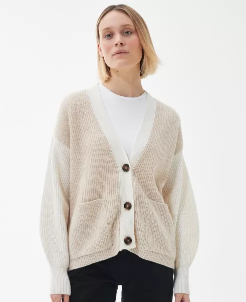 Women Advanced Jumpers White Barbour Alexandria Cardigan