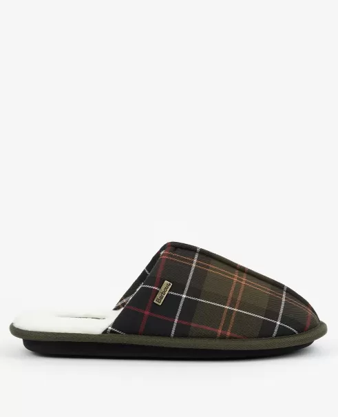Recycled Pink/Grey Tartan Women Slippers Barbour Maddie Slippers Slashed