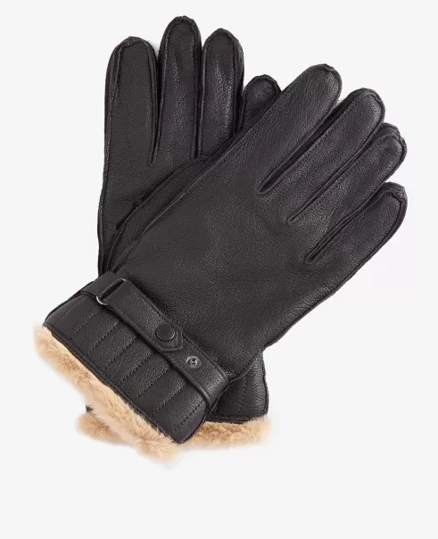 Accessories Top Hats & Gloves Barbour Leather Utility Gloves Black