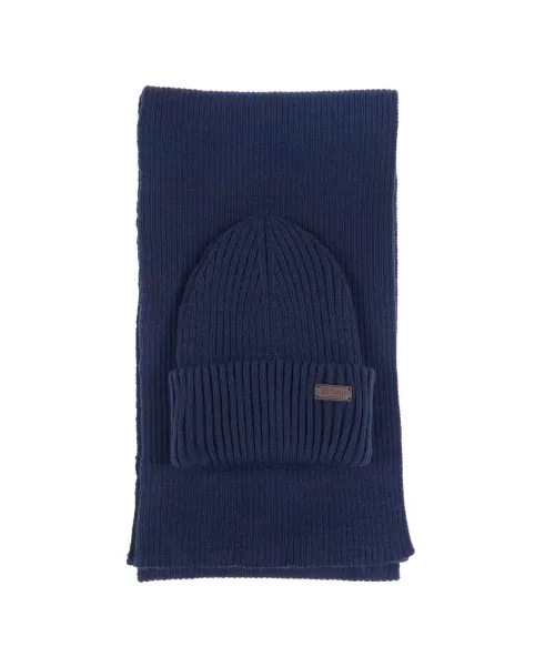 Best Navy Barbour Crimdon Beanie And Scarf Gift Set Accessories Hats & Gloves