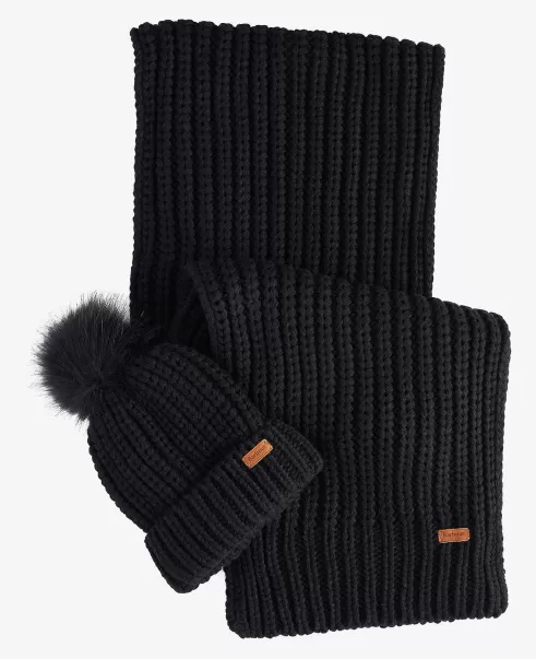 Accessories Efficient Hats & Gloves Black Barbour Saltburn Beanie & Scarf Set