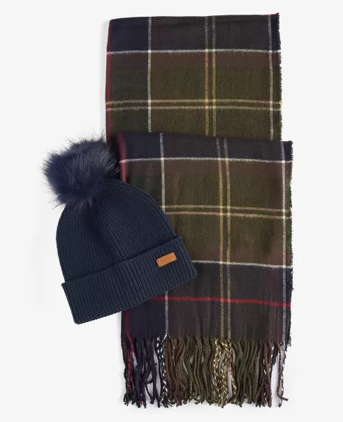 Classic 2024 Barbour Dover Beanie & Hailes Scarf Gift Set Accessories Hats & Gloves