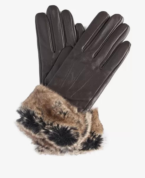 Accessories Made-To-Order Hats & Gloves Barbour Faux-Fur Trimmed Leather Gloves Black
