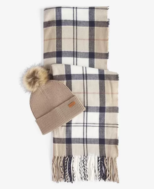 Hygienic Scarves & Wraps Barbour Dover Beanie & Hailes Scarf Gift Set Rosewood Accessories
