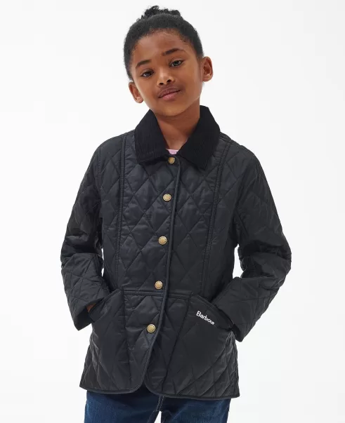 Discount Barbour Girls Summer Liddesdale Quilted Jacket Black Kids Quilted Jackets