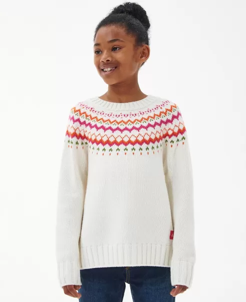 White Quick Barbour Girls' Harper Knitted Jumper Clothing Kids